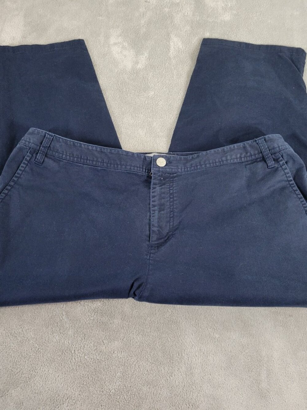 Liz Claiborne 18W Sloane Capri Pants Blue Cotton Blend Crop Pockets BLU14E